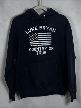 Luke Bryan 'Country On Tour' Black Pullover Hoodie Western Music Concert Size M